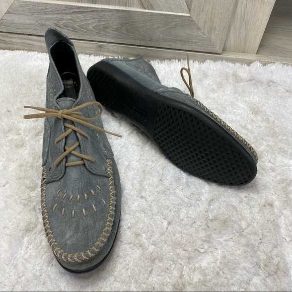 Minnetonka Womens Chukka Boot Moccasins Blue Suede Contrast Topstitching 11 - Picture 8 of 14